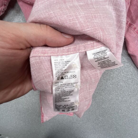 Tommy Bahama Shirt Mens XL Extra Large Pink 100% Linen Long Sleeve Button Up - Picture 10 of 12